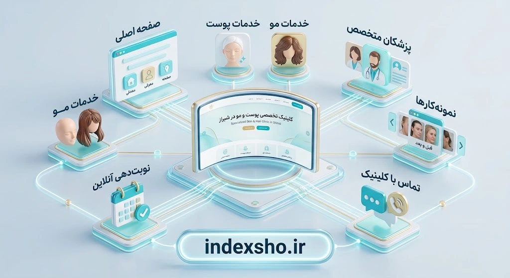 ساختار پیشنهادی برای طراحی سایت کلینیک پوست و مو در شیراز