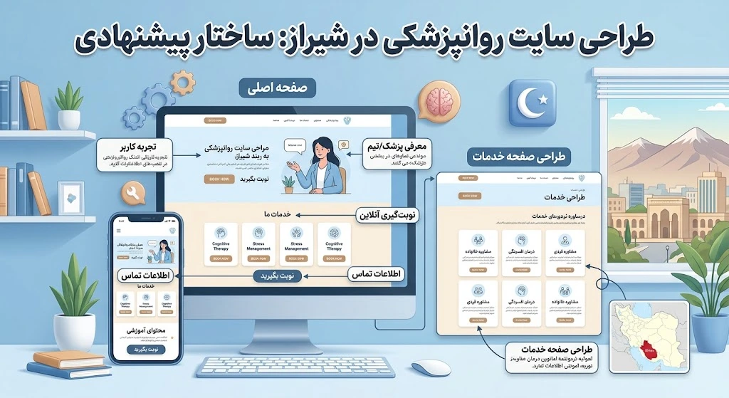 ساختار پیشنهادی سایت روانپزشک در شیراز